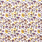 Toile cirée - Léopard - offwhite-violet-jaune moutarde