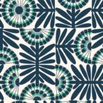 Coton bio-enduit mat_Retro rotating allium-allium rétro rotatif_écru-bleu-vert menthe