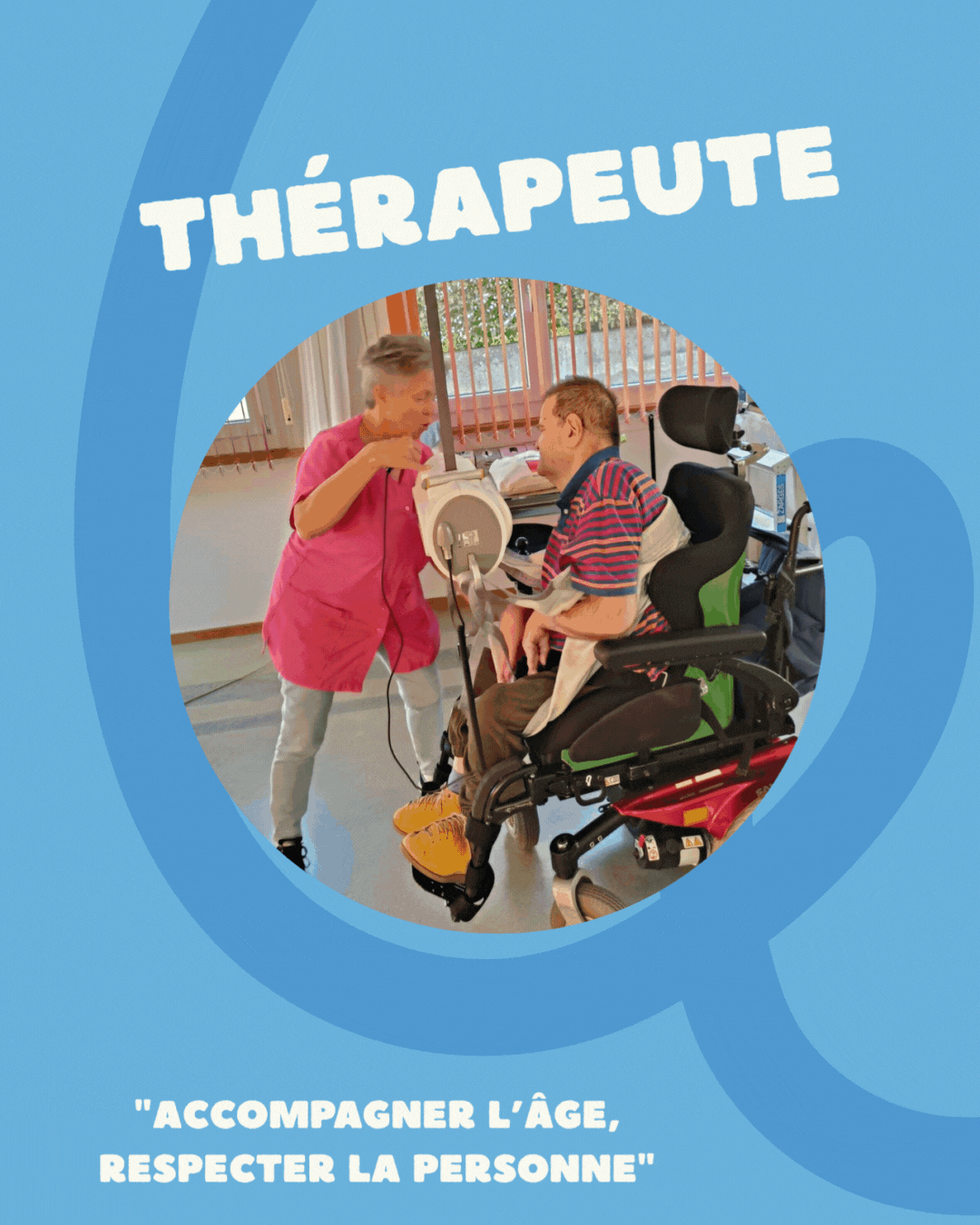 Thérapeute – soins corporels et accompagnement à l’autonomie pour personnes en situation de handicap.
