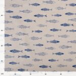 Canevas de coton_Aspect lin_Swimming Fish_nature-bleu