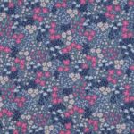 Toile cirée - coton enduit "Petites fleurs" (bleu jean/rose/violet)