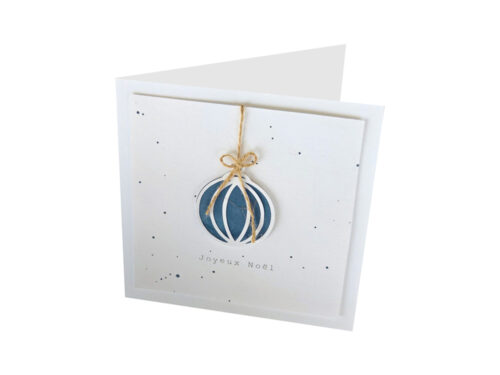 Carte_Boule découpage bleu & blanc